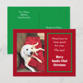 Foto van Cute Smiling White Dog Red Kerstmis Feestdagenkaart (Voorkant / Achterkant)