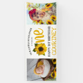 Foto van Cute Sunflower 1st Birthday Spandoek (Verticaal)