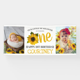 Foto van Cute Sunflower 1st Birthday Spandoek
