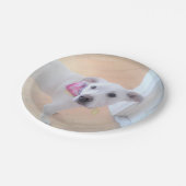 Foto van Cute Sweet White Puppy Dog Face Papieren Bordje (Gekanteld)