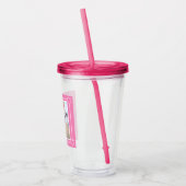 Foto van Cute Sweet White Puppy Dog Face Pink Acryl Drinkbeker (Links)