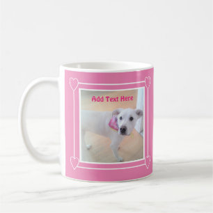 Foto van Cute Sweet White Puppy Dog Face Pink Koffiemok