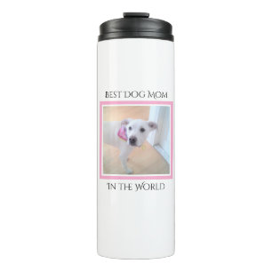 Foto van Cute Sweet White Puppy Dog Face Pink Thermosbeker