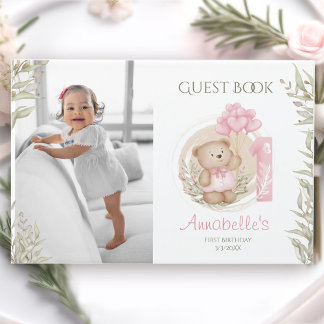 Foto van Cute Teddy Bear 1st Birthday Gastenboek