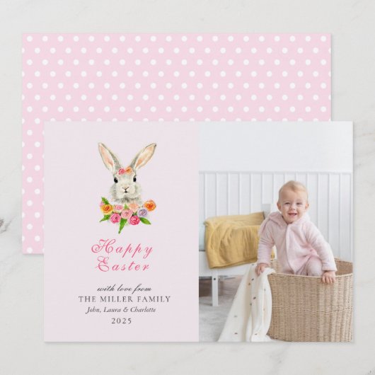 Foto van Cute Waterverf Paasbroodje Feestdagenkaart (Voorkant / Achterkant)