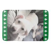 Foto van Cute White Dog Green Kerstbomen Bath Badmat (Voorkant)
