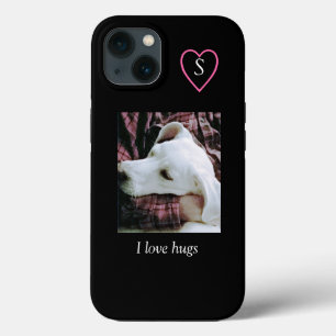 Foto van Cute White Dog I Love Hugs Black Case-Mate iPhone Case