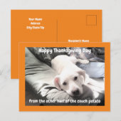 Foto van Cute White Dog met papa Thanksgiving Briefkaart (Voorkant / Achterkant)