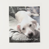 Foto van Cute White Dog met papa Valentijnsdag Wandkleed (Voorkant)