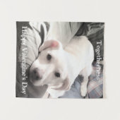 Foto van Cute White Dog met papa Valentijnsdag Wandkleed (Voorkant (horizontaal))