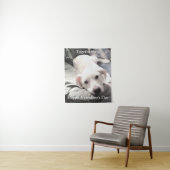 Foto van Cute White Dog met papa Valentijnsdag Wandkleed (In situ)