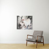 Foto van Cute White Dog met papa Valentijnsdag Wandkleed (In Situ (horizontaal))
