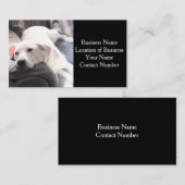 Foto van Cute White Dog op Couch Black Visitekaartje (Voorkant / Achterkant)