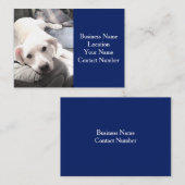 Foto van Cute White Dog op de Couch Navy Blue Visitekaartje (Voorkant / Achterkant)