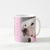 Foto van Cute White Dog Personalize with name roze Koffiemok (Voorkant rechts)