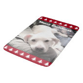 Foto van Cute White Dog Red Kerstbomen Bath M. Badmat (Gekanteld)