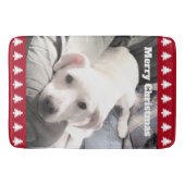 Foto van Cute White Dog Red Kerstbomen Bath M. Badmat (Voorkant)