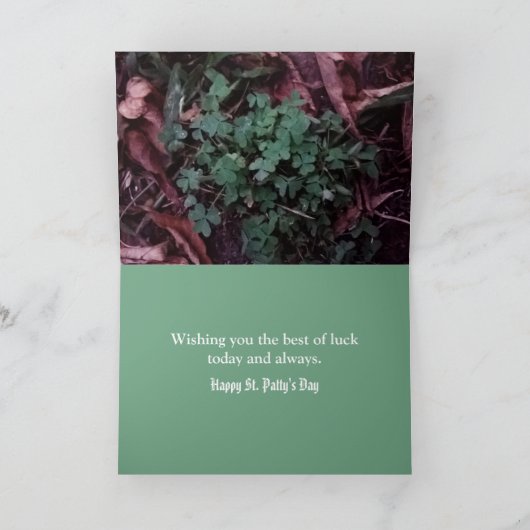 Foto van Cute White Dog Shamrocks and Clovers Kaart (Binnen)