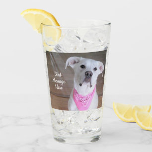 Foto van Cute White Dog Wearing Pink Scarf Glas