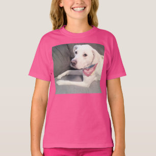 Foto van Cute White Doggy met Pink Scarf T-shirt