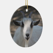 Foto van Cute White Goat Portrait Keramisch Ornament (Rechts)