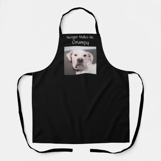 Foto van Cute White Grumpy Hungry Dog Black Funny Schort (Voorkant)