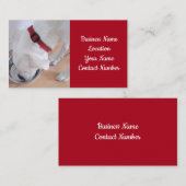 Foto van Cute White Puppy Dog Drink Water Red Visitekaartje (Voorkant / Achterkant)