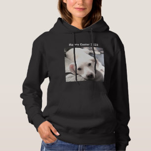 Foto van Cute White Puppy Dog Easter Gift Black Hoodie