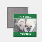 Foto van Cute White Puppy Dog St. Patrick's Day Magneet (Voorkant / Achterkant)