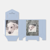 Foto van Cute White Puppy Dog Winter Snow Day Bedankdoosjes (Uitgevouwen)