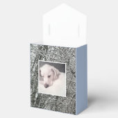 Foto van Cute White Puppy Dog Winter Snow Day Bedankdoosjes (Geopend)
