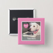 Foto van Cute Witte Labradormix Hond Roze Moeder Vierkante Button 5,1 Cm (Voorkant /achterkant)