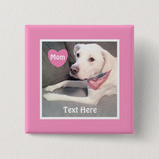 Foto van Cute Witte Labradormix Hond Roze Moeder Vierkante Button 5,1 Cm (Voorkant)