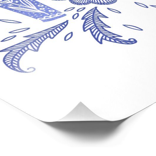 Foto van Dala Horse Blue Folk Afdruk (Hoek)