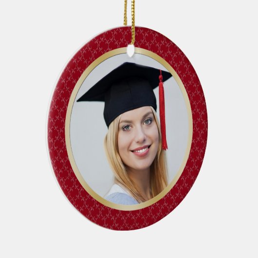 Foto van Damasrood en gouden Afstuderen, versieren Keramisch Ornament (Rechts)