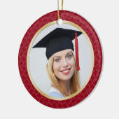 Foto van Damasrood en gouden Afstuderen, versieren Keramisch Ornament (Links)