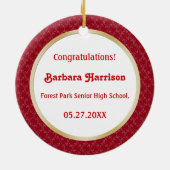 Foto van Damasrood en gouden Afstuderen, versieren Keramisch Ornament (Achterkant)