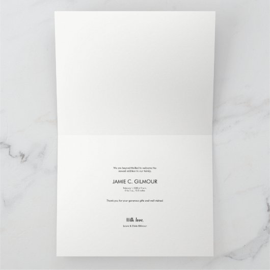 Foto van dankbare Baby geboorte Aankondiging Dank  (Binnen)