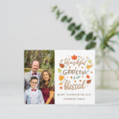 Foto van dankful Grateful Blessed Thanksgiving Feestdagenkaart (Staand voorkant)
