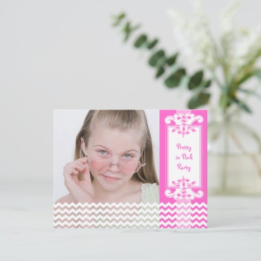 Foto van de 12e verjaardag van het  roze meisje kaart (Staand voorkant)