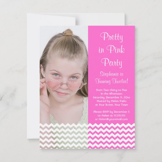 Foto van de 12e verjaardag van het  roze meisje kaart (Achterkant)