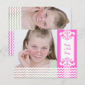 Foto van de 12e verjaardag van het roze meisje kaart (Voorkant / Achterkant)