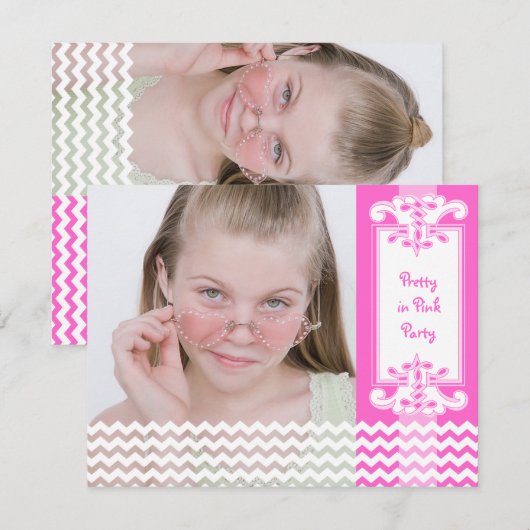 Foto van de 12e verjaardag van het  roze meisje kaart (Voorkant / Achterkant)