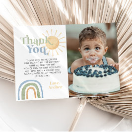 Foto van de 1e verjaardag van Mr Onederful met reg Bedankkaart