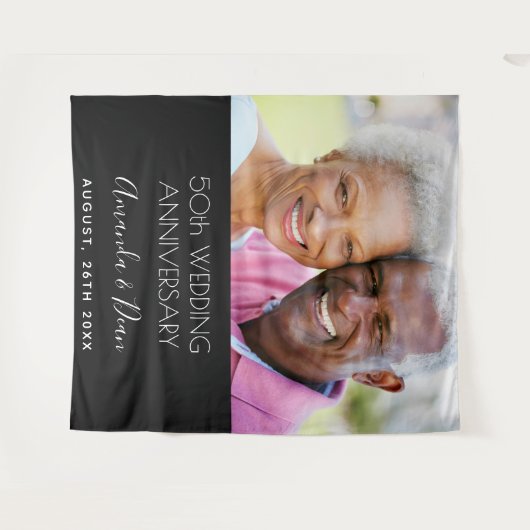 Foto van de 50e trouwdag moderne elegant wandkleed (Voorkant (horizontaal))