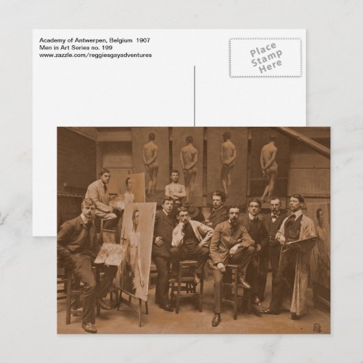  foto van de Academie Antwerpen 1907 Briefkaart (Voorkant / Achterkant)