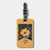 Foto van de Afrikaanse Daisy en voorzijde van het  Bagagelabel (Voorkant verticaal)