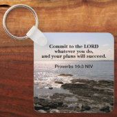 Foto van de Atlantische Oceaan met bijbelsucces Ve Sleutelhanger (Voorkant)