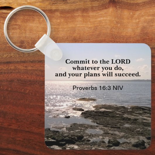 Foto van de Atlantische Oceaan met bijbelsucces Ve Sleutelhanger (Voorkant)