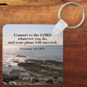 Foto van de Atlantische Oceaan met bijbelsucces Ve Sleutelhanger (Achterkant)